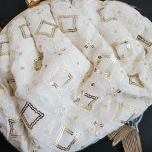 Load image into Gallery viewer, White chikankari batua bag Diamond