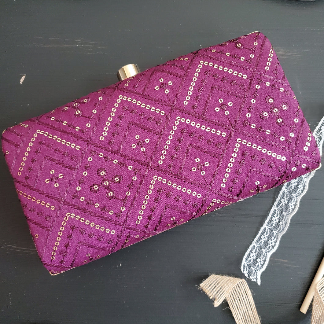 Chikankari clutch purple