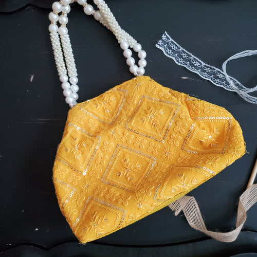 Chikankari Bag Yellow