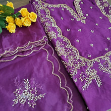 Load image into Gallery viewer, 3 PC Top n Dupatta Purple Embroidery Set TP12