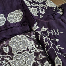 Load image into Gallery viewer, PREORDER Purple Pearl Embroidery Straight Cut Kurta Set TP