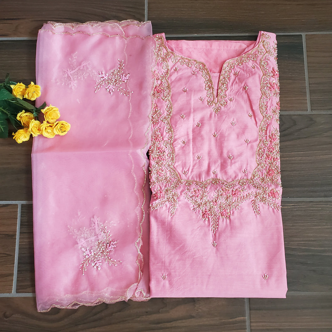 2 PC Top n Dupatta Pink Embroidery Set TP12