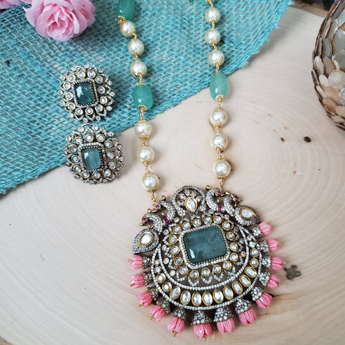 PREORDER Beads Heavy Polki Pendant Maala Set