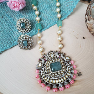 PREORDER Beads Heavy Polki Pendant Maala Set