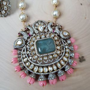 PREORDER Beads Heavy Polki Pendant Maala Set