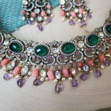 Load image into Gallery viewer, Neelima Polki Mehendi Victorian Polish Choker Set