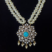 Load image into Gallery viewer, Pearl-Aqua Long Maala Set