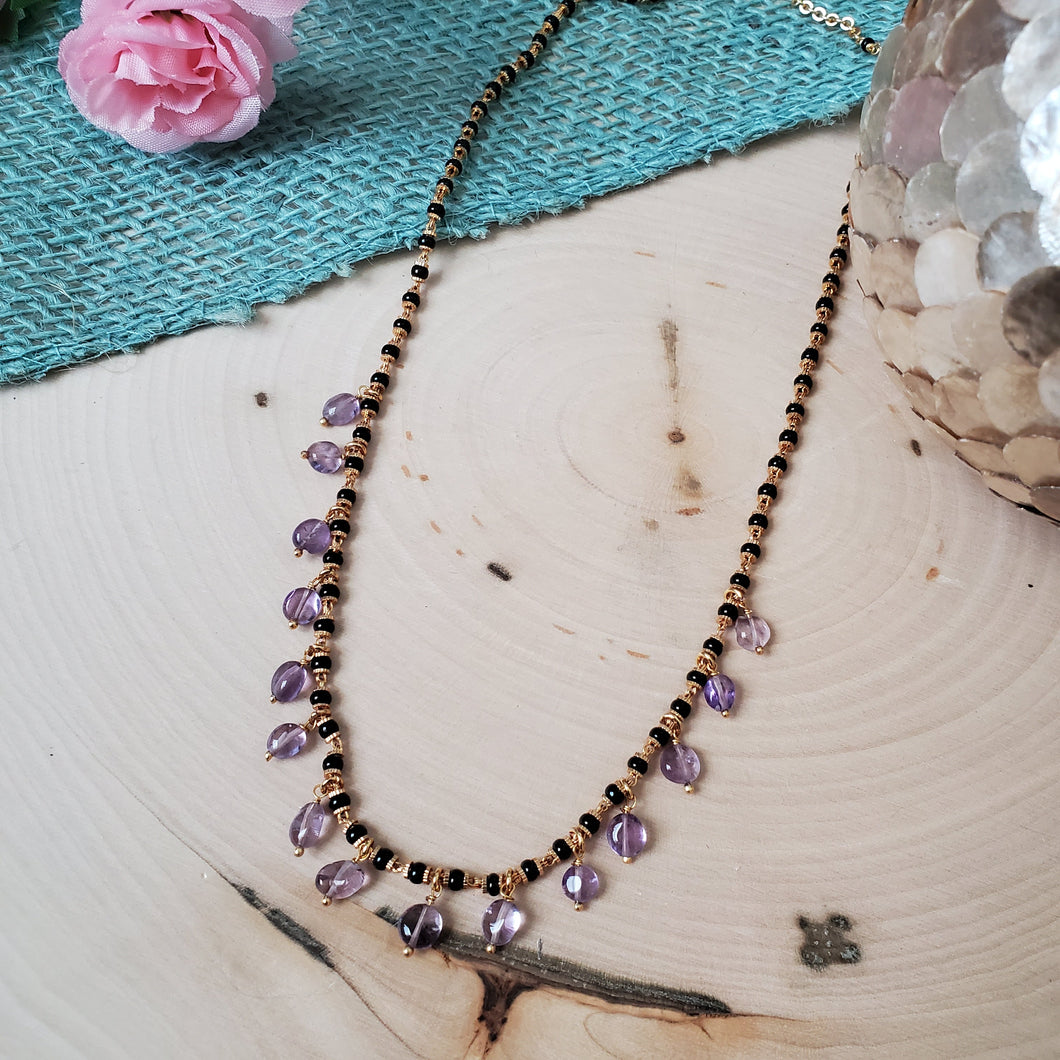 PREORDER Purple Bead Black Bead Chain A22