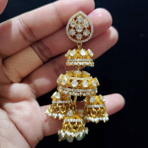 Long Moissonite Look alike Jhumkas Gold