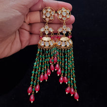 Load image into Gallery viewer, Long Polki Tassel Earrings