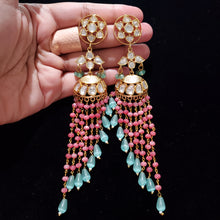 Load image into Gallery viewer, Long Polki Tassel Earrings