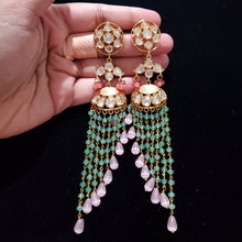 Load image into Gallery viewer, Long Polki Tassel Earrings