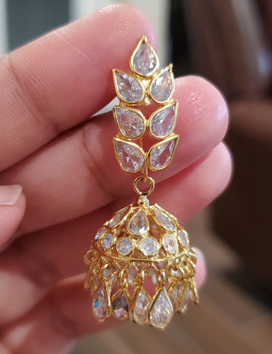 PREORDER Small Polki Jhumkas White