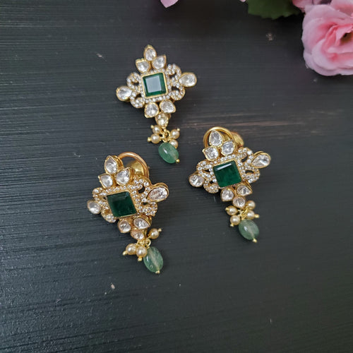 PREORDER 92.5 Silver Pendnat Set With Gold Plating