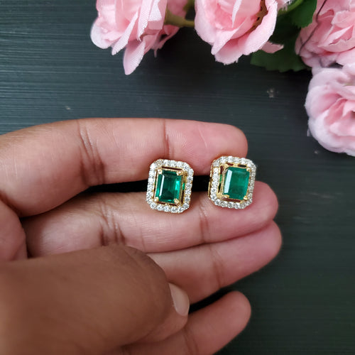 PREORDER 92.5 Silver Cz Earrings With Gold Plating