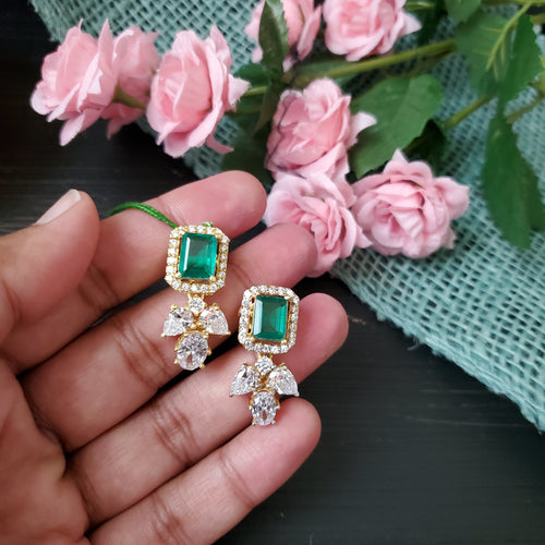PREORDER 92.5 Silver Cz Earrings With Gold Plating