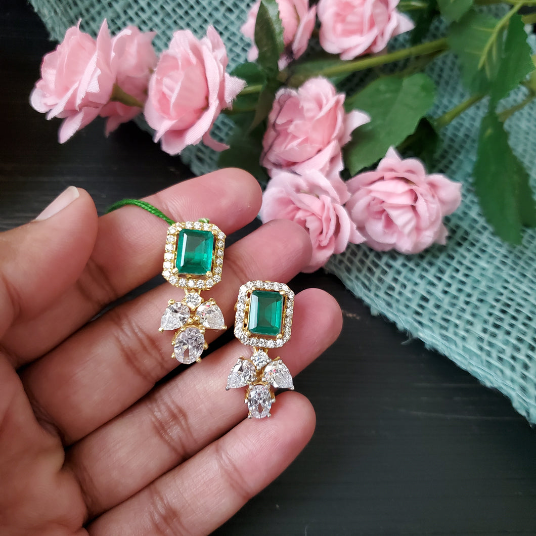 PREORDER 92.5 Silver Cz Earrings With Gold Plating
