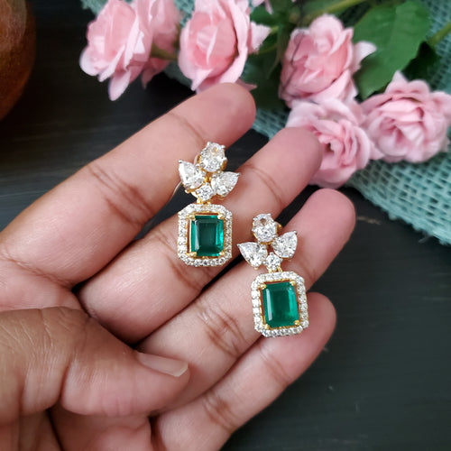 PREORDER 92.5 Silver Cz Earrings With Gold Plating