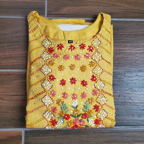 Yellow - White 2 pc kurti set