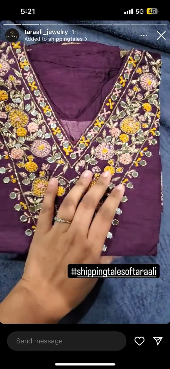 Anu PREORDER PC Top n Dupatta Purple Embroidery Set TP12