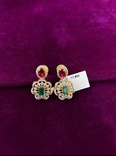 PREORDER 92.5 Silver Cz Earrings With Gold Plating