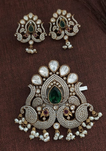 PREORDER 92.5 Silver Pendant set With Gold Plating(52)