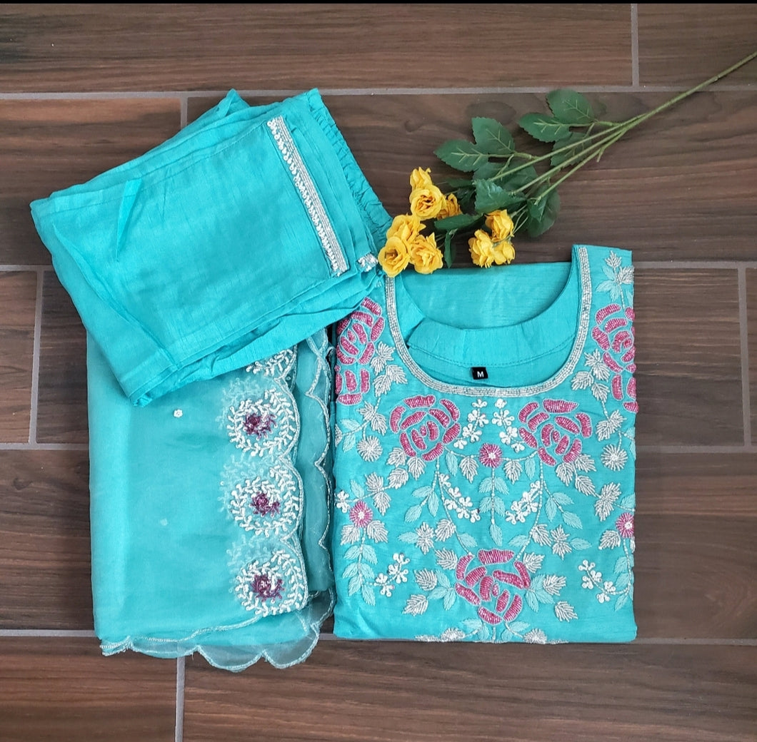 PREORDER Aqua Hand Embrodiery 3 pc Set