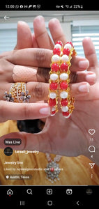 Real Pearl-Coral Bangles