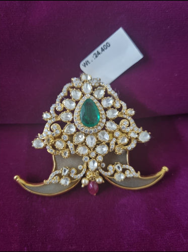 92.5 Silver Moissanite Pendant With Gold Plating