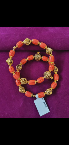 PREORDER 92.5 Silver Coral Kada Pair With Gold Plating