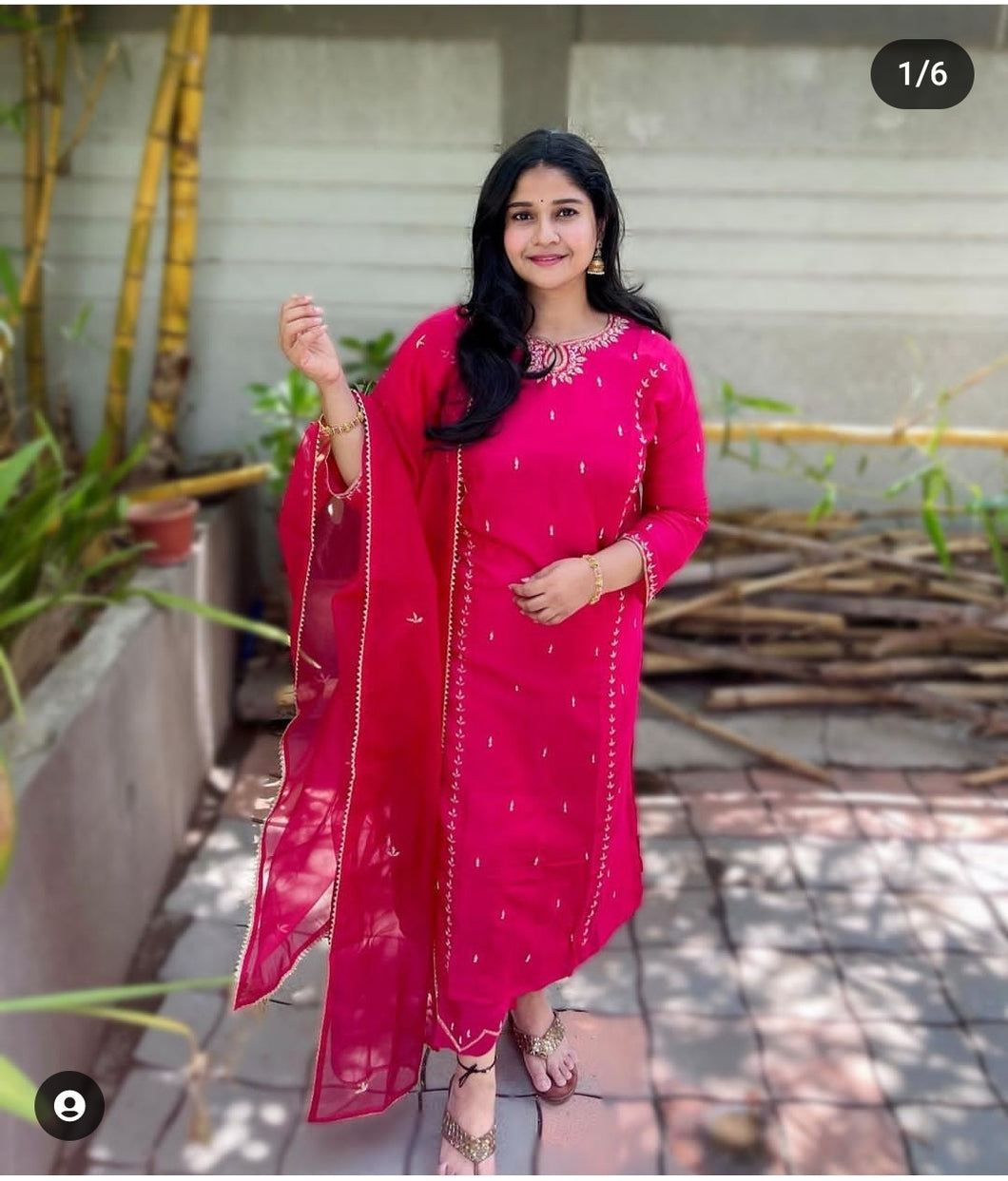 Pink Hand Embrodiery 3 pc Set