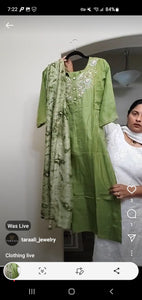 Green Embroidery Dola Silk Straight Cut Kurta Set TP