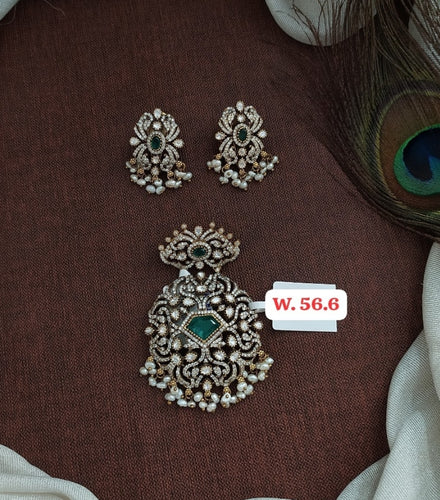 PREORDER 92.5 Silver Pendant set With Gold Plating