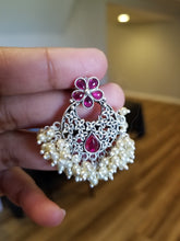 Load image into Gallery viewer, Rachana P Antique Chand Earring With Matte Rhodium Plating
