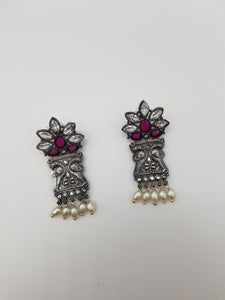 Reserved For Sowjanya Oxidised Earrings with Pearl drops