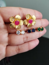 Load image into Gallery viewer, Reserved For Sadhana CZ Changeable Stone Earring With Gold Plating 9305