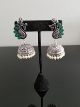 Load image into Gallery viewer, Reserved For Shravani Janu Indo Western Delicate Peacock Earring With Oxidised Plating 396