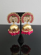 Load image into Gallery viewer, Indo Western Jhumkis With Mehndi Plating