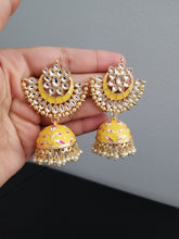 Load image into Gallery viewer, Anusha Ch Indo Western Jhumkis With Gold Plating Yellow H25