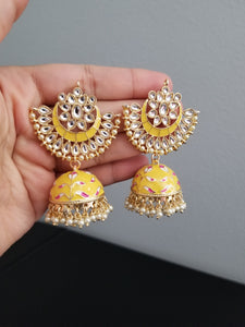 Anusha Ch Indo Western Jhumkis With Gold Plating Yellow H25