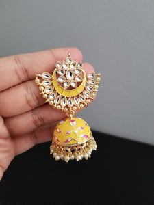 Anusha Ch Indo Western Jhumkis With Gold Plating Yellow H25