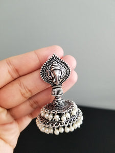 Reserved For Sneha And Rohini Ranjith Indo Western Jhumkis With Oxidised Plating AG5