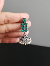 Load image into Gallery viewer, Reserved For Seeta R Indo Western Jhumkis With Oxidised Plating cd15
