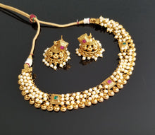 Load image into Gallery viewer, Reserved For Maha Lakshmi Antique Delicate Necklace With Gold Plating 6404