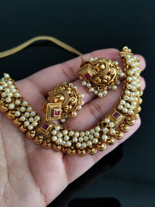 Reserved For Sadhana Reddy, Sowjanya, Hrushmita And Seeta Ramkumaran Antique Delicate Necklace With Gold Plating FL17