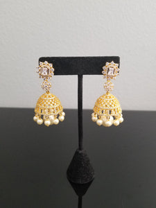 Cz Jhumkis With Gold Plating