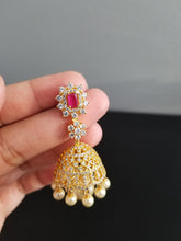 Load image into Gallery viewer, Cz Jhumkis With Gold Plating