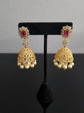 Load image into Gallery viewer, Cz Jhumkis With Gold Plating