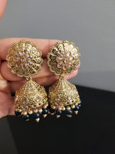 Load image into Gallery viewer, Indo Western Jhumkis With Mehndi Plating