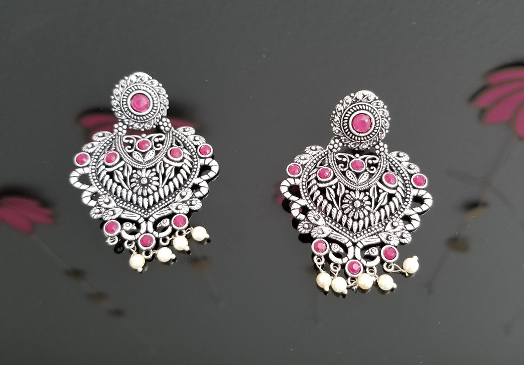 Reserved For Shreya K Indo Western Classic Earring With Oxidised Plating